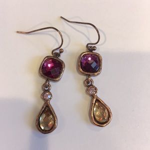 Lia Sophia bronze pink rhinestone earrings